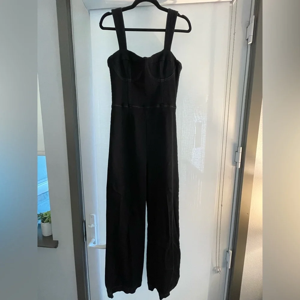 Reformation Black Denim Jumpsuit Size 10 EUC - Picture 3 of 5